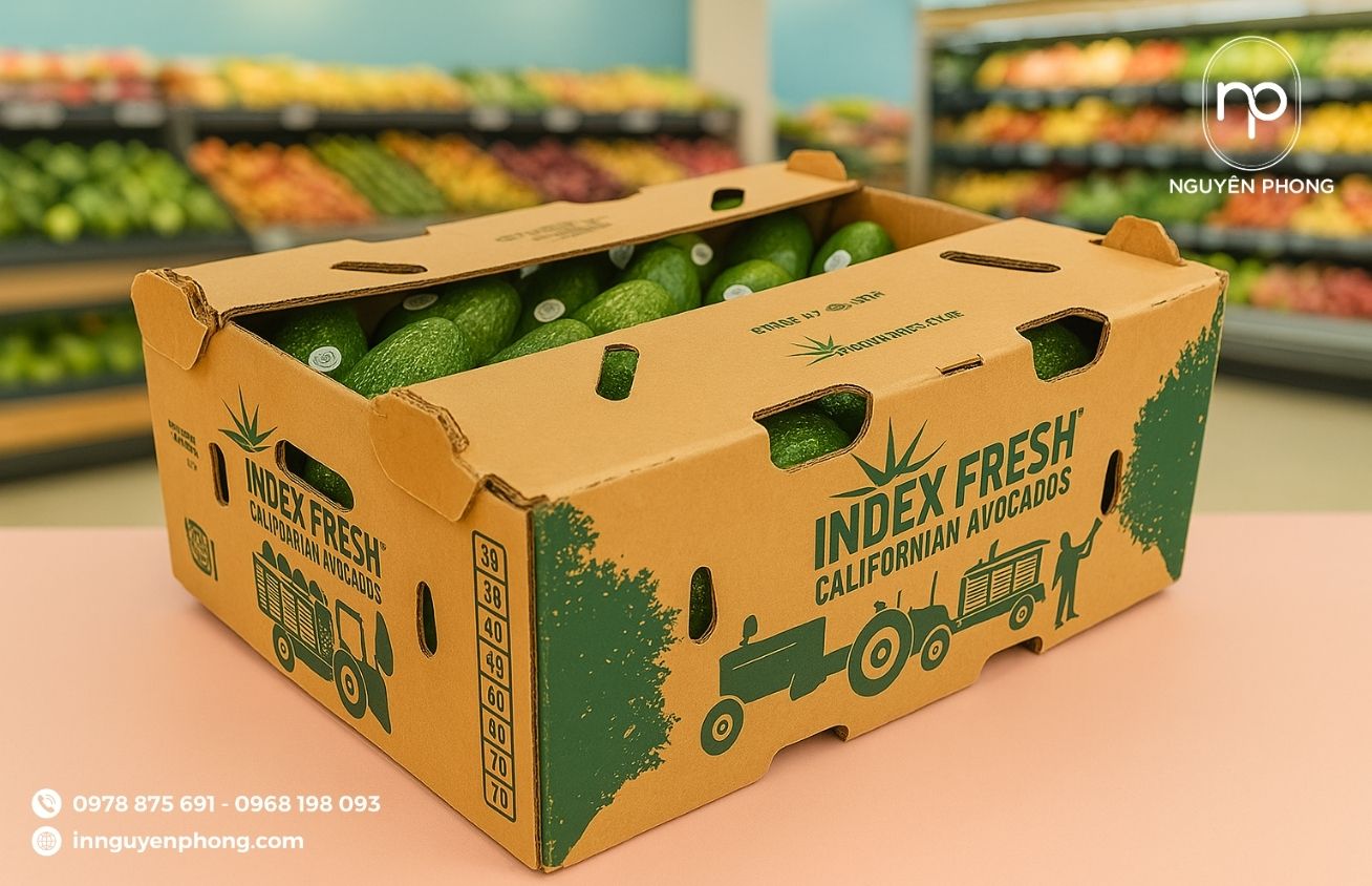 Mẫu thùng carton đựng bơ in logo